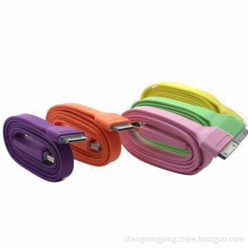 Noodle USB Cable for iPhone 4/4S, with Charger and Data Sync Function